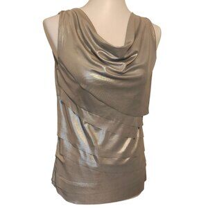 Nue Options NWT Silver Metallic Scoop Neck Sleeveless Top PS